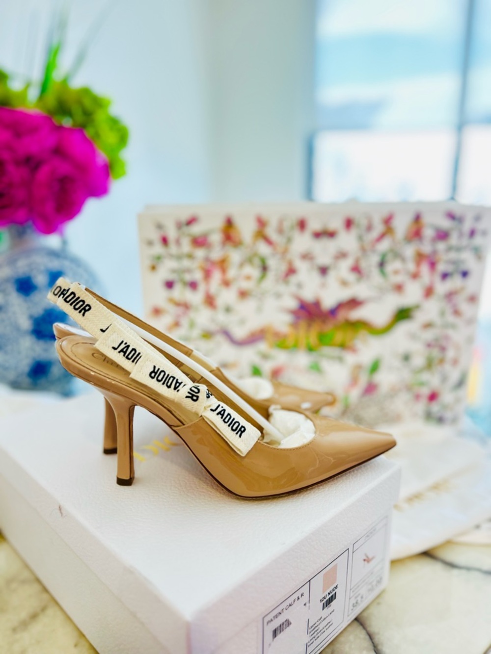 J'Adior Slingback Pump - Nude Patent Calfskin - Size 38.5 (PRISTINE CONDITION) - Picture 7 of 9